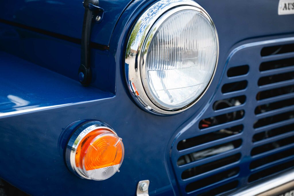 1968 Austin Mini Moke MK2 Blue for sale, collector's item, fully restored, Paris, France. Showroom: Houdan Bazainville, USA. Classics Mini, My Mini Revolution