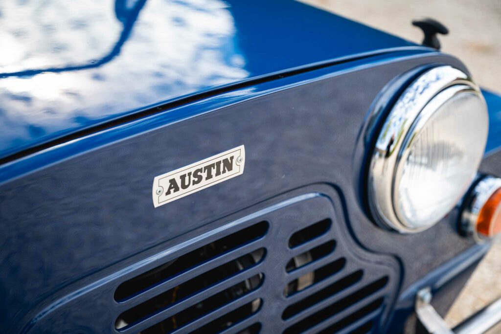 1968 Austin Mini Moke MK2 Blue for sale, collector's item, fully restored, Paris, France. Showroom: Houdan Bazainville, USA. Classics Mini, My Mini Revolution